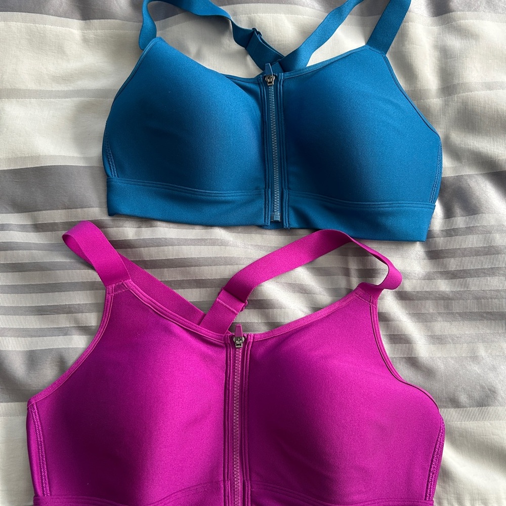 Under Armour High-Impact Blue and Pink Sports Bras